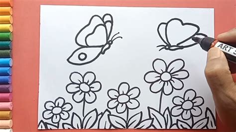 How To Draw A Simple Flower Garden | Best Flower Site