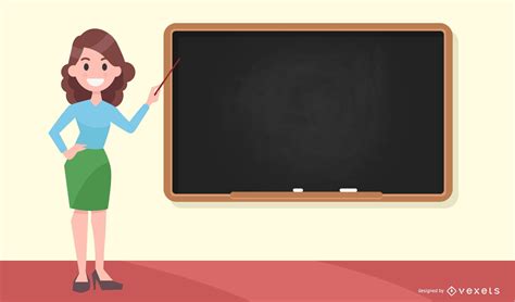 Teacher Pointing At Blackboard Vector Download