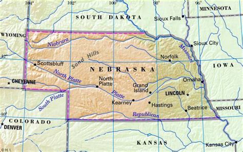 Nebraska Map With Towns And Counties - United States Map