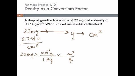 Density As A Conversion Factor Worksheet