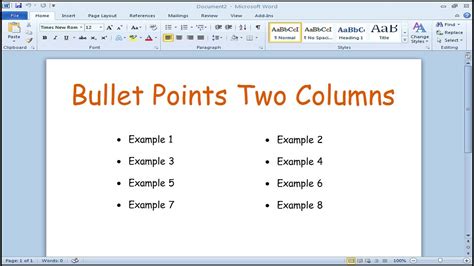 How to Create a Sleek Two Column Bullet List in Word