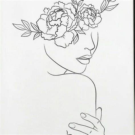 Line Art Woman Flower - Download Free Mock-up