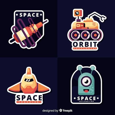 Collection of cute space stickers | Free Vector