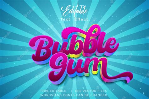 Premium Vector Bubble Gum 3d Label Editable Text Effect