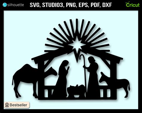 SVG Jesus Birth Silhouette Christmas Nativity | Etsy