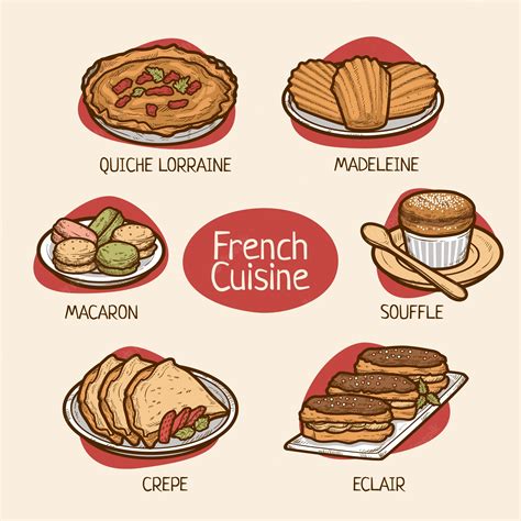 Premium Vector | Hand drawn french cuisine illustrations