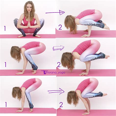 Variations of Bakasana tutorial: 1Come into a squatting position, place ...