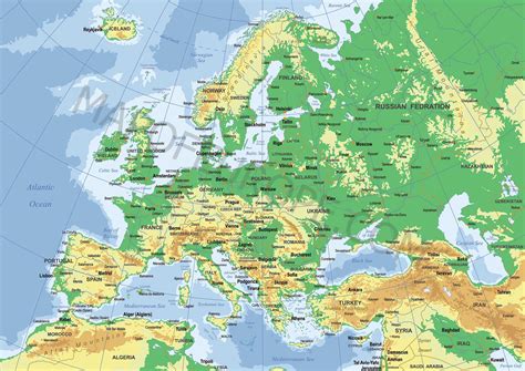 Physical Map of Europe