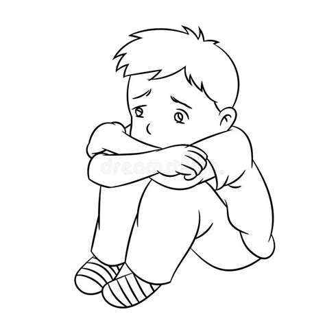 Sad Kid Clipart Black And White