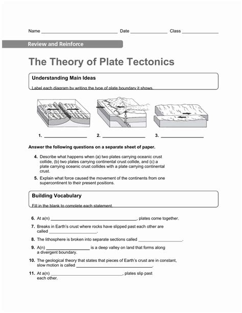 Answer Key Plate Tectonics Plate Tectonics Diagram Worksheet