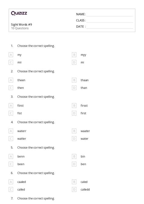 50+ Sight Words worksheets for 2nd Grade on Quizizz | Free & Printable