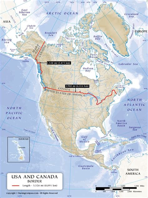 US Canada Border Map, US and Canada Border Map