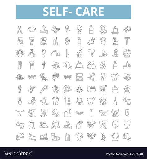 Self-care icons line symbols web signs Royalty Free Vector