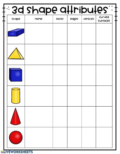 naming 3d shapes worksheet