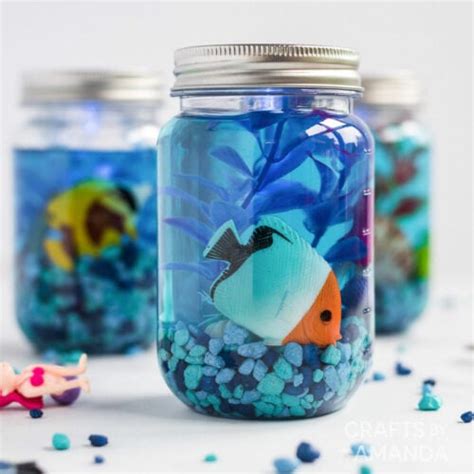 Mason Jar Aquarium Craft - Crafts by Amanda - Beach Crafts for Kids