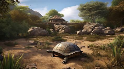 Premium AI Image | Galapagos tortoise habitat provides a unique and ...