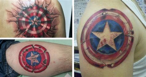 Huge Captain America Shield Tattoo Collection