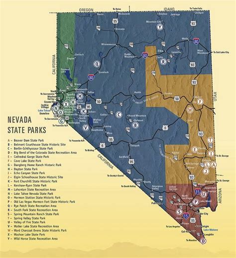 State Parks Map @ Nevada 08.2011 | State parks, National parks usa, Map