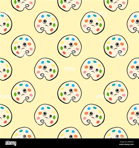 Tired color palette, seamless pattern on light yellow background Stock ...