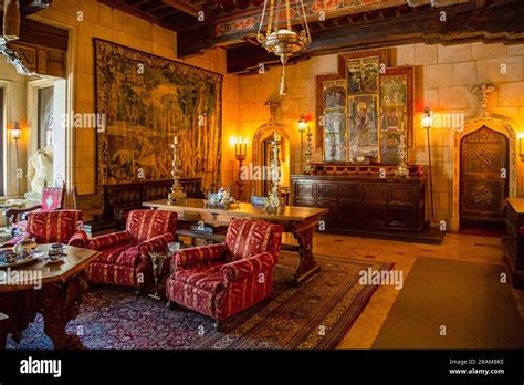 Hearst Castle, California, USA - April 2017 - One of the rooms in ...