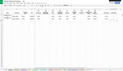 Gradebook Template Google Sheets