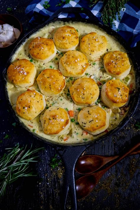 Cast Iron Chicken Pot Pie with Biscuits - Powered By Mom