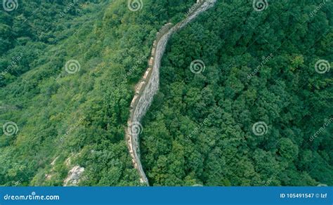 Aerial View of the Great Wall Stock Image - Image of china, brick ...