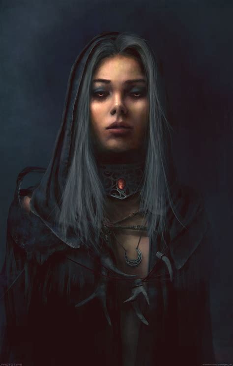 f Half Elf Druid midlvl Leather Armor Cloak Necklace underdark Fantasy ...