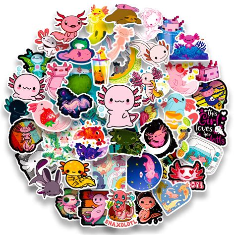 Axolotl Stickers,50 PCS Cute Axolotl Waterproof Stickers,Vinyl Stickers ...