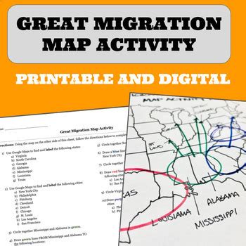 The Great Migration: Map Activity by Zachary Rose's TpT Store | TPT