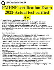 PMHNP certification Exam 2022 Actual test verified A .pdf - PMHNP ...