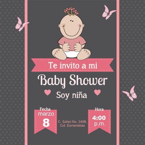 Invitaciones para baby shower de niña para editar en español crea ...