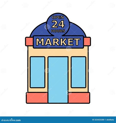 A Cartoon Drawing of a Market Building Stock Illustration ...