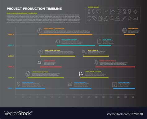 Dark project timeline graph - gantt progress chart vector image on ...