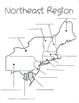 Blank Northeast Region United States Map Sketch Coloring Page