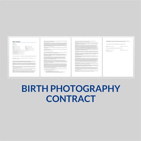 Birth Photography Contract for Birth Photographers, Contract Template ...