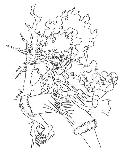 Luffy Gear 5 One Piece coloring page - Download, Print or Color Online ...