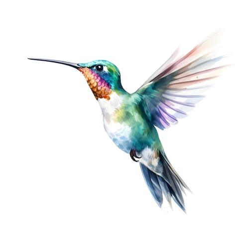 Premium AI Image | A colorful hummingbird with a long beak is flying.