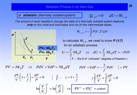 PPT - Adiabatic Reversible Process: q=0 Ideal gas PowerPoint ...