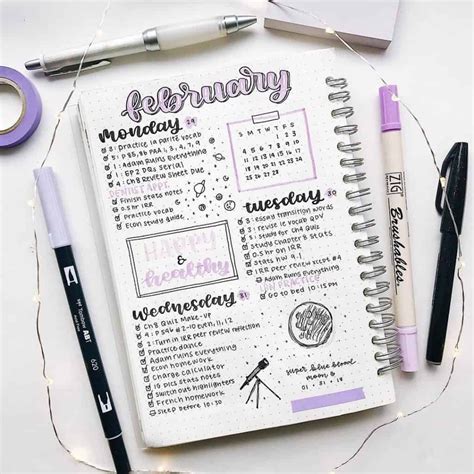 10 Purple Bullet Journal Spreads