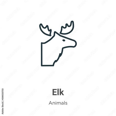 Elk outline vector icon. Thin line black elk icon, flat vector simple ...