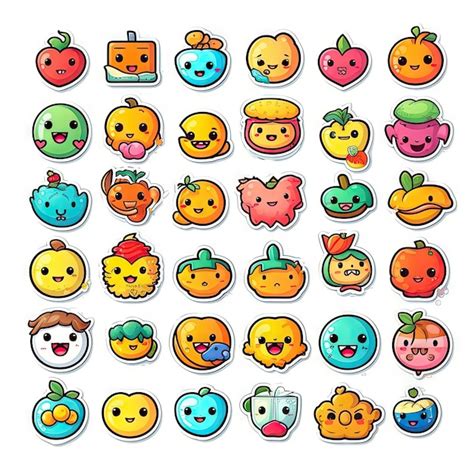 Premium AI Image | cute emoji stickers over white background