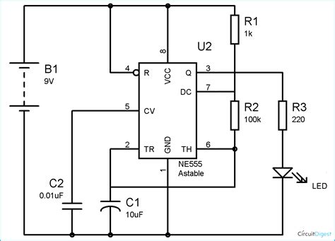 Circuit Diagram Of 555 Timer In Astable Mode 555 Astable Tim