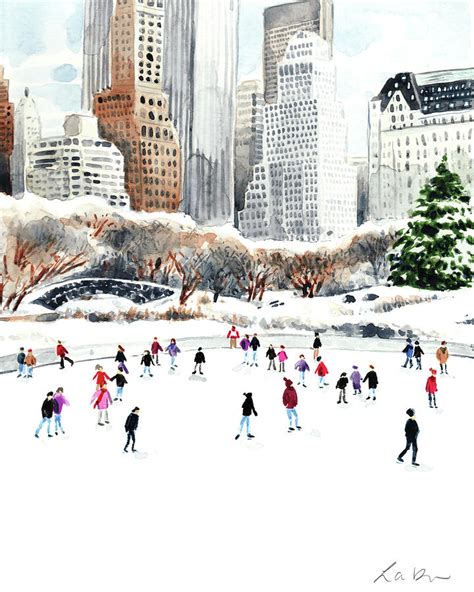 Central Park Ice Skating at Wollman Rink Painting by Laura Row - Pixels