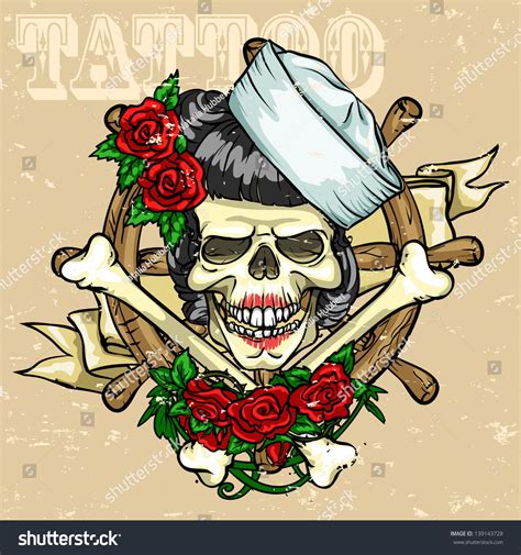 Skull Tattoo Design Grunge Effect Removable Stock Vector (Royalty Free ...