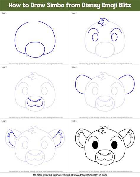 How to Draw Simba from Disney Emoji Blitz (Disney Emoji Blitz) Step by ...