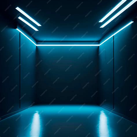 Premium AI Image | A blue room with a neon light on the ceiling