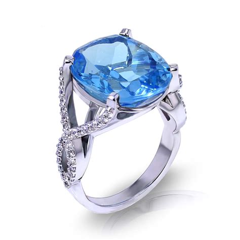 Large Blue Topaz Ring - Jewelry Designs