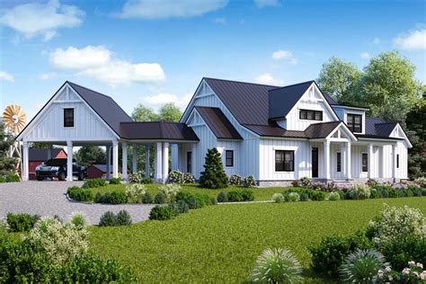 Exclusive Modern Farmhouse Plan with Loft Overlook - 92384MX ...