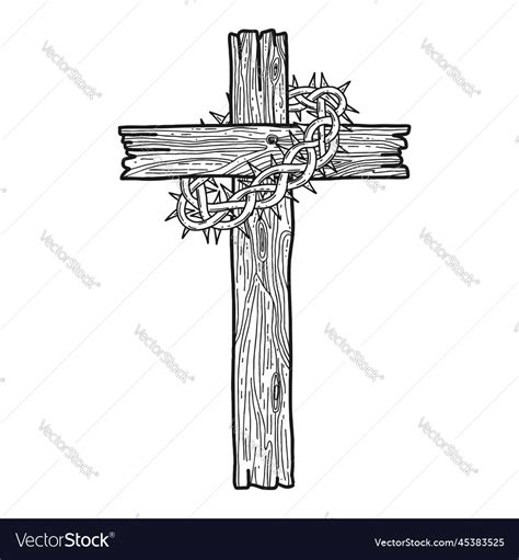 A wooden cross with crown of thorns Royalty Free Vector